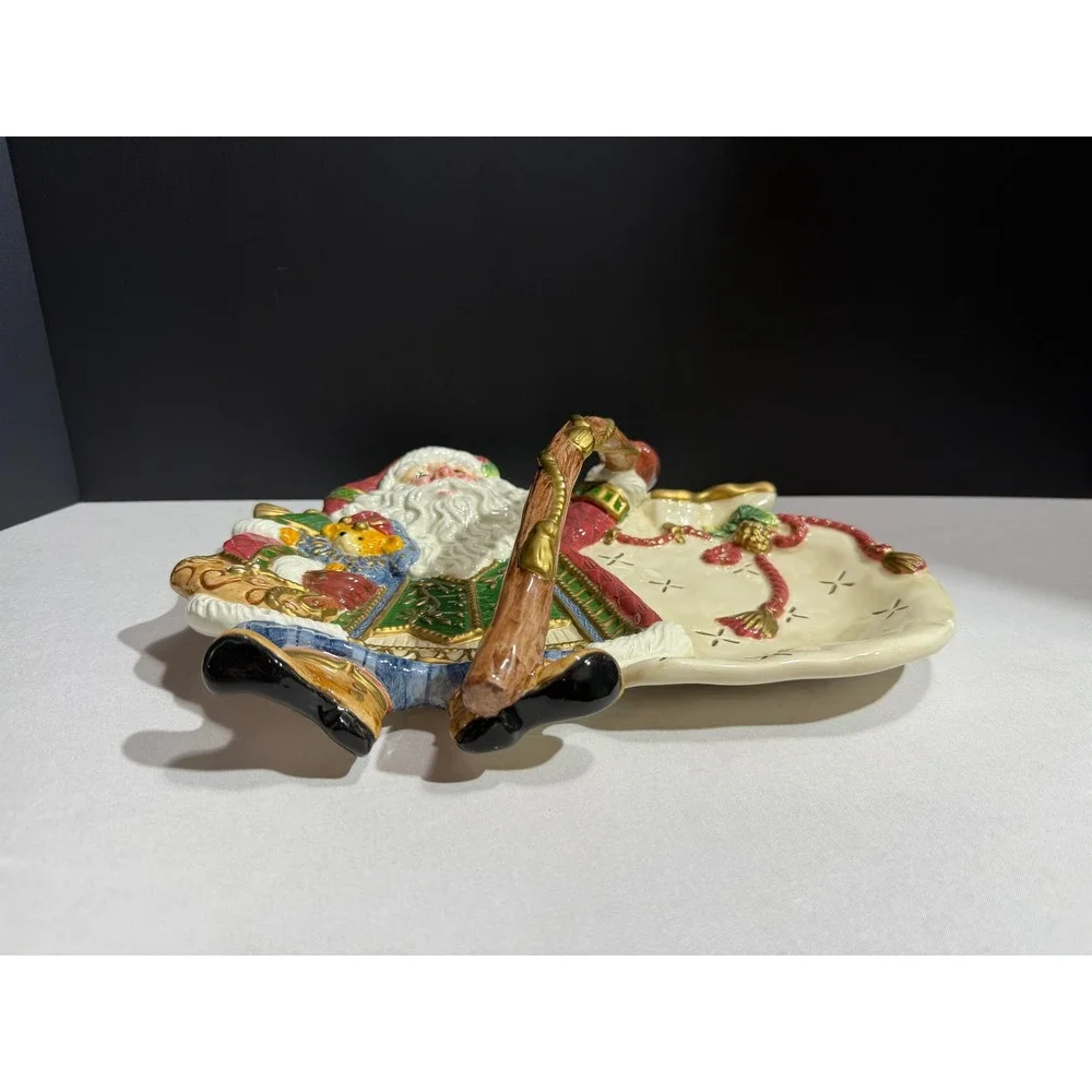 Fitz and Floyd Classics Santa Claus Ceramic Candy Dish Tray Handcrafted Holiday